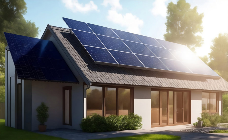 Vivienda con paneles solares